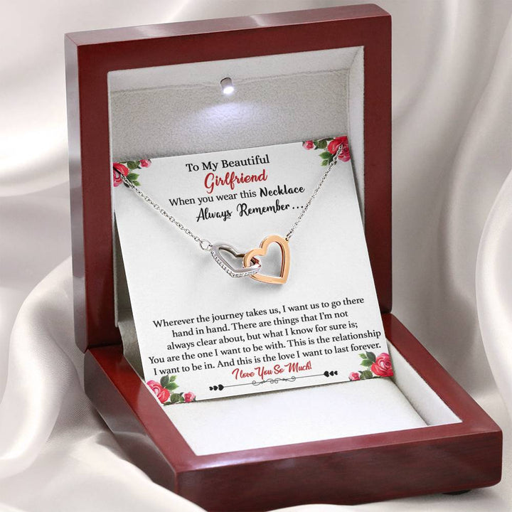 "To My Beautiful Girlfriend" - This is the Love I Want to Last Forever  - Interlocking Hearts Necklace Gift Set - Bianca Ysabel