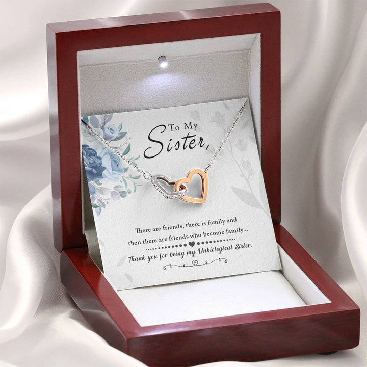 "To My Sister" - Interlocking Hearts Pendant Necklace Gift Set - Thank You For Being My Unbiological Sister - Bianca Ysabel