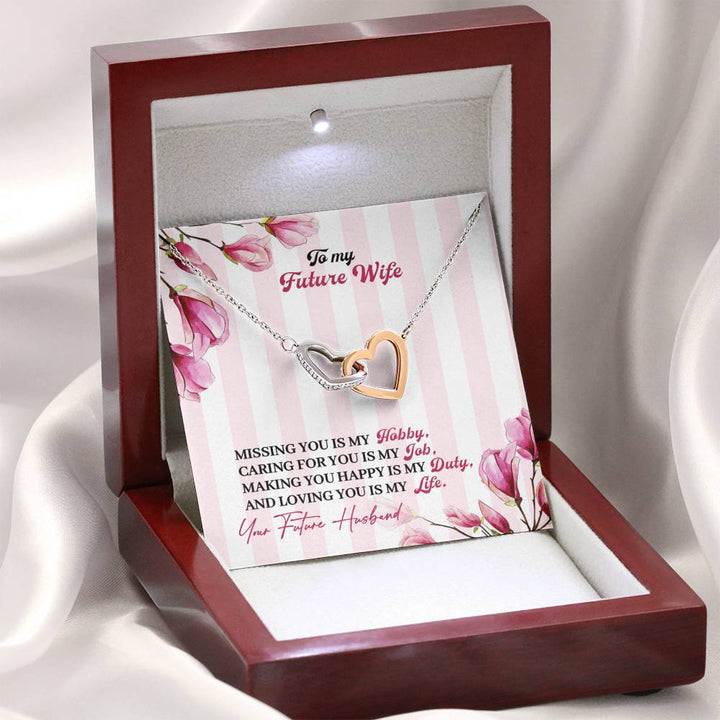 "To My Future Wife from Husband" - Interlocking Hearts Necklace Gift Set - Love You Is My Life - Bianca Ysabel