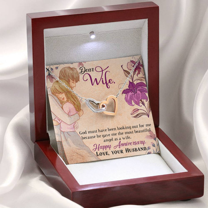 "To My Wife from Husband" - Interlocking Hearts Pendant Necklace Gift Set - God Gave Me The Most Beautiful Angel As A Wife - Bianca Ysabel