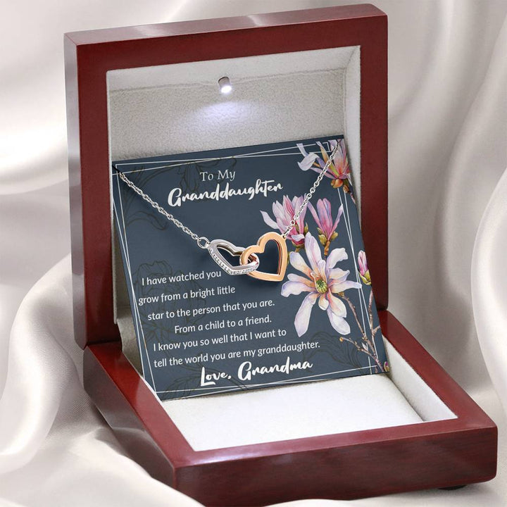 "To My Granddaughter from Grandma" - Interlocking Hearts Pendant Necklace Giftset - I Know You So Well That I Want To Tell The World You Are My Granddaughter - Bianca Ysabel