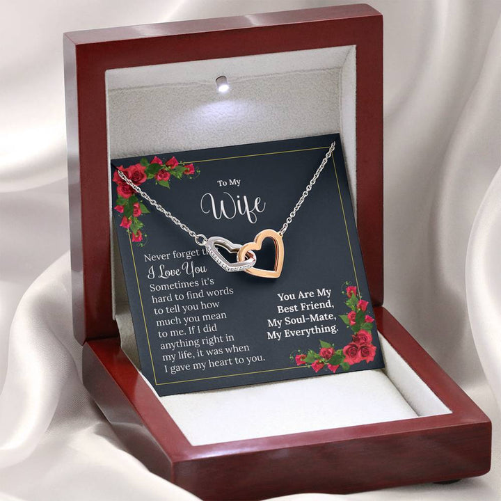 "To My Wife from Husband" - Interlocking Hearts Pendant Necklace Gift Set - You Are My Best Friend, My Soul-Mate, My Everything - Bianca Ysabel