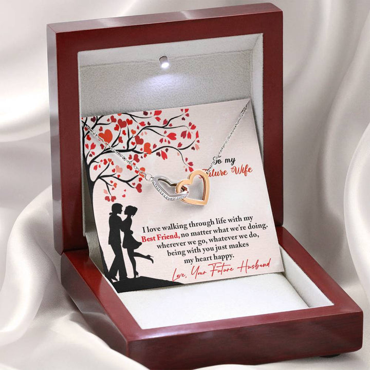 "To My Future Wife from Future Husband" - Interlocking Hearts Necklace Giftset - Being With You Makes My Heart Happy - Bianca Ysabel