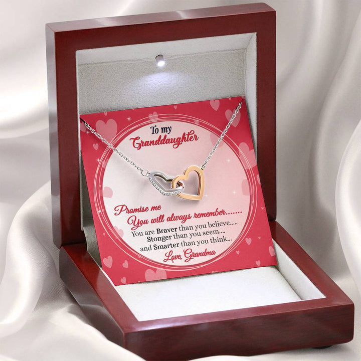 "To My Granddaughter from Grandma" - Interlocking Hearts Pendant Necklace Giftset -  Promise Me You Will Always Remember - Bianca Ysabel