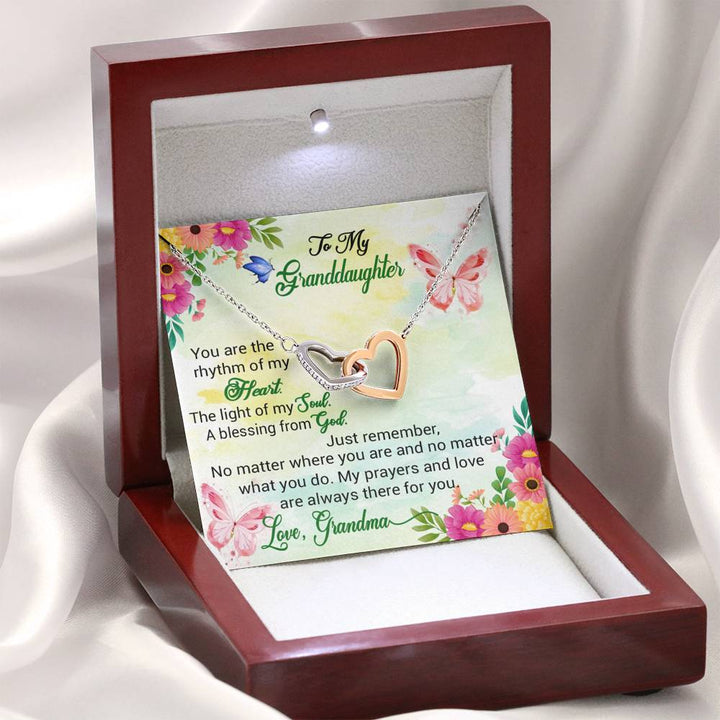 "To My Granddaughter from Grandma" - Interlocking Hearts Pendant Necklace Giftset - You Are The Rythm of my Heart - Bianca Ysabel