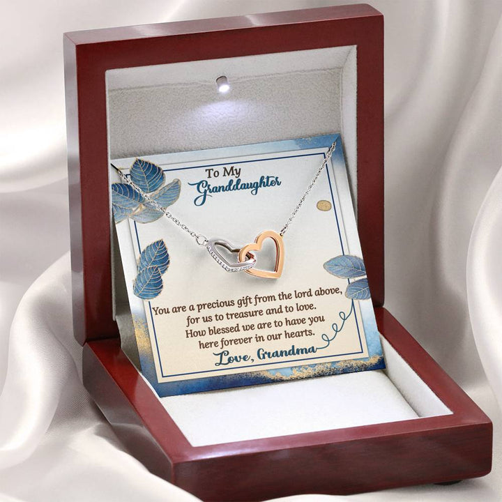 "To My Granddaughter" - Interlocking Hearts Pendant Necklace Giftset - You are a Precious Gift From The Lord Above - Bianca Ysabel
