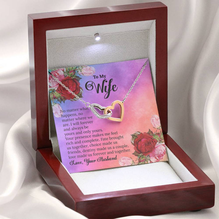 "To My Wife from Husband" - Interlocking Hearts Pendant Necklace Gift Set - I Will Forever And Always Be Yours and Only Yours - Bianca Ysabel