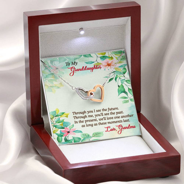 "To My Granddaughter from Grandma" -  Interlocking Hearts Pendant Necklace Giftset - Through You I See the Future - Bianca Ysabel