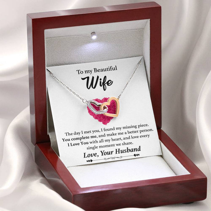 To My Beautiful Wife - Interlocking Hearts Necklace Gift Set - I found my missing piece - Bianca Ysabel