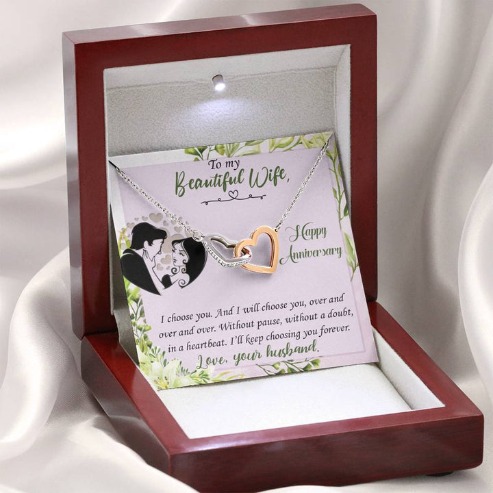 "To My Wife from Husband" - Interlocking Hearts Pendant Necklace Gift Set - I'll Keep Choosing You Forever - Bianca Ysabel
