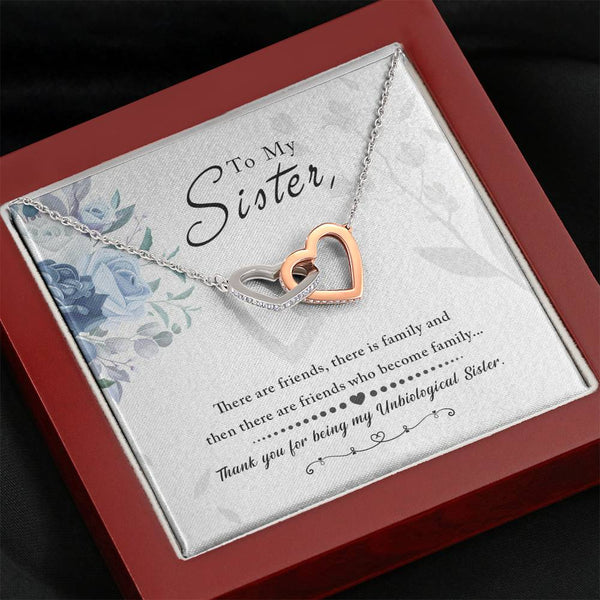 "To My Sister" - Interlocking Hearts Pendant Necklace Gift Set - Thank You For Being My Unbiological Sister - Bianca Ysabel