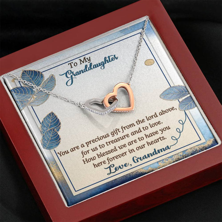 "To My Granddaughter" - Interlocking Hearts Pendant Necklace Giftset - You are a Precious Gift From The Lord Above - Bianca Ysabel