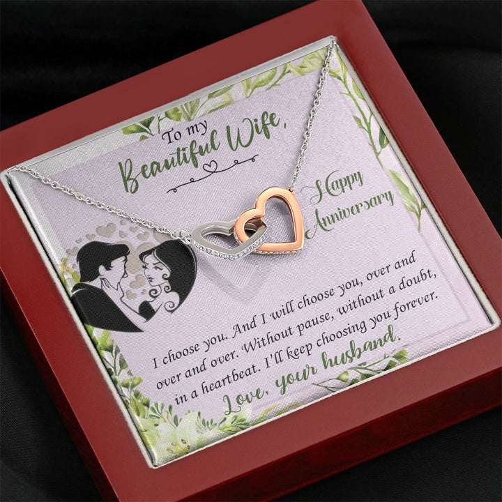 "To My Wife from Husband" - Interlocking Hearts Pendant Necklace Gift Set - I'll Keep Choosing You Forever - Bianca Ysabel