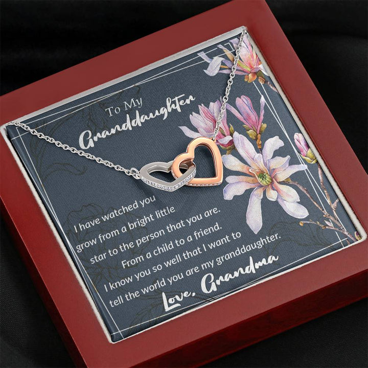 "To My Granddaughter from Grandma" - Interlocking Hearts Pendant Necklace Giftset - I Know You So Well That I Want To Tell The World You Are My Granddaughter - Bianca Ysabel