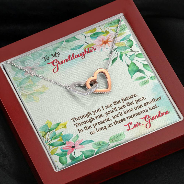 "To My Granddaughter from Grandma" -  Interlocking Hearts Pendant Necklace Giftset - Through You I See the Future - Bianca Ysabel