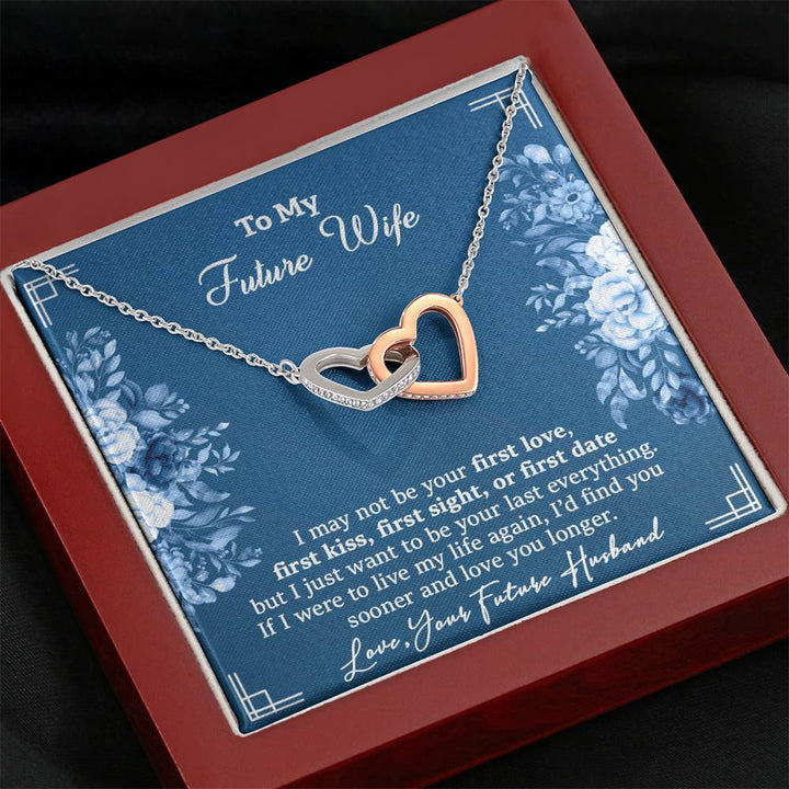 "To My Future Wife from Husband" - Interlocking Hearts Necklace Gift Set - I'd Find You Sooner And Love You Longer - Bianca Ysabel