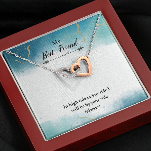 "To My Best Friend" - Interlocking Hearts Pendant Necklace Gift Set - In High Tide Or Low Tide, I Will Be By Your Side - Bianca Ysabel
