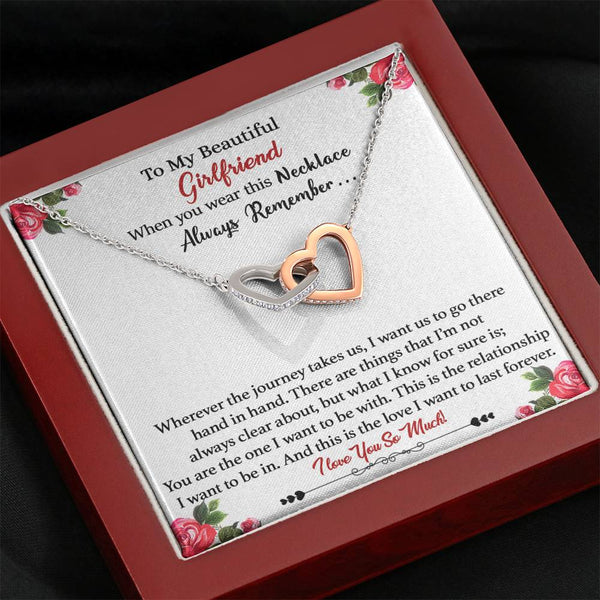 "To My Beautiful Girlfriend" - This is the Love I Want to Last Forever  - Interlocking Hearts Necklace Gift Set - Bianca Ysabel