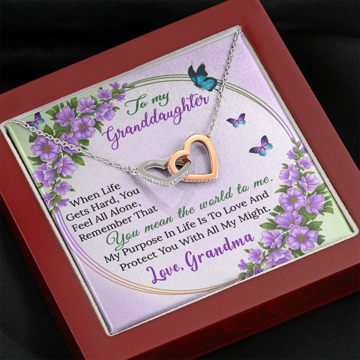 "To My Granddaughter from Grandma" -  Interlocking Hearts Pendant Necklace Giftset - You Mean The World To Me - Bianca Ysabel