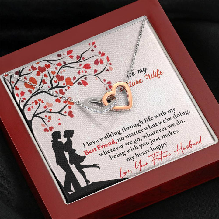 "To My Future Wife from Future Husband" - Interlocking Hearts Necklace Giftset - Being With You Makes My Heart Happy - Bianca Ysabel