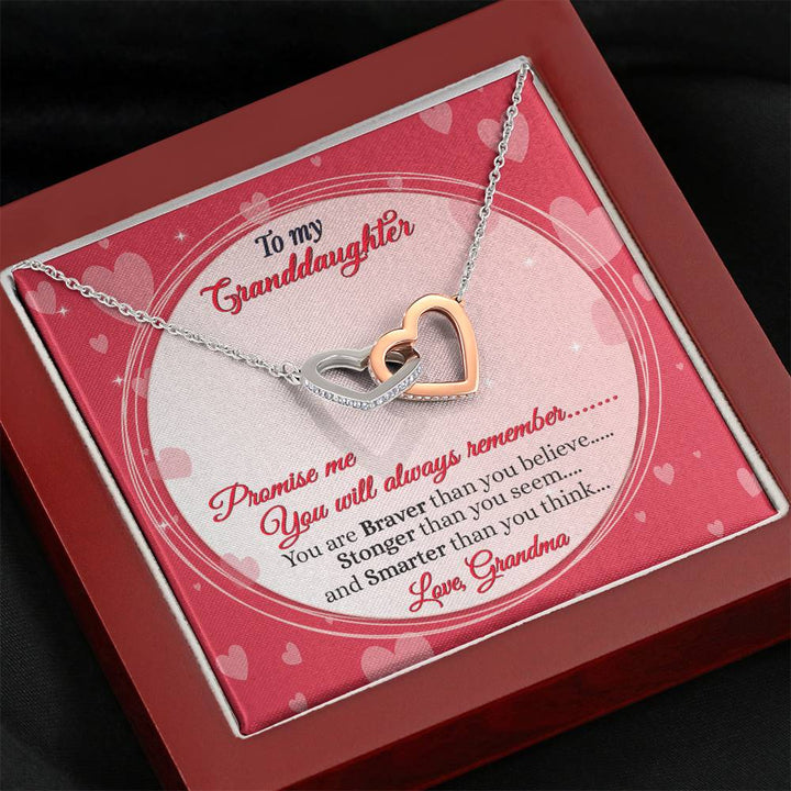 "To My Granddaughter from Grandma" - Interlocking Hearts Pendant Necklace Giftset -  Promise Me You Will Always Remember - Bianca Ysabel