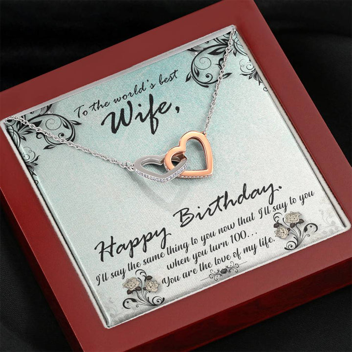 "To My Wife from Husband"- Interlocking Hearts Necklace Gift Set - Happy Birthday - You Are The Love Of My Life - Bianca Ysabel