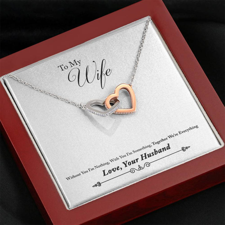 "To My Wife from Husband" - Interlocking Hearts Pendant Necklace Gift Set - Without You I'm Nothing - Bianca Ysabel
