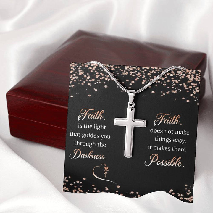 "To My Husband from Wife" - Cross Necklace Gift Set - Faith Is The Light That Guides You Through The Darkness - Bianca Ysabel
