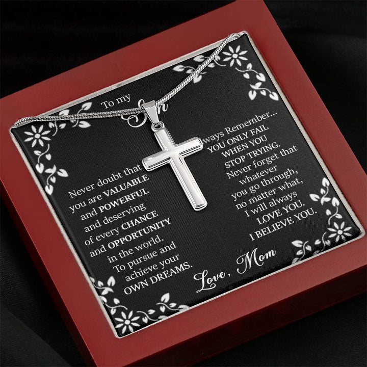 "To My Son from Mom" - Cross Necklace Gift Set - I Will Always Love You - Bianca Ysabel